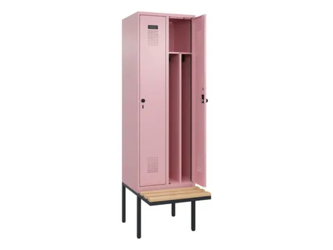 locker met bank,voor scheiding van kleding,HxBxD 2120x600x815mm,2vak