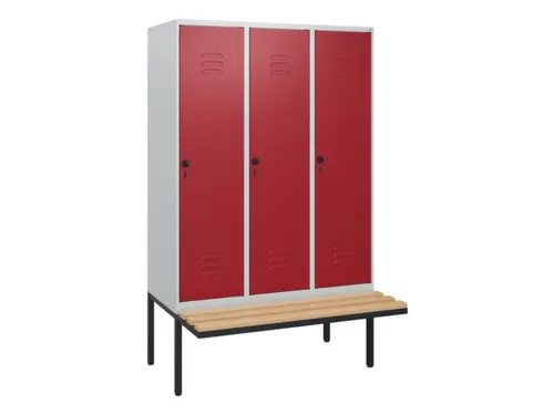 locker met bank,HxBxD 1950x1200x815mm,3vak,vak B 400mm,draaigrendel