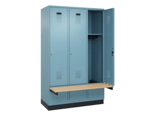 locker met bank,HxBxD 1950x1200x815mm,3vak,vak B 400mm,cilinderslot