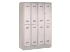 dubbeldekse locker,HxBxD 1850x1200x500mm,4x2vak.,RAL7035,front RAL3000