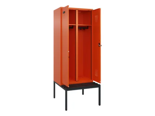locker met bank,voor scheiding van kleding,HxBxD 2120x800x815mm,2vak