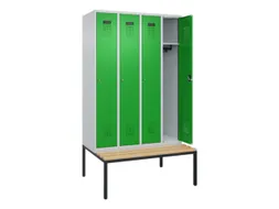 locker met bank,HxBxD 2120x1200x815mm,4vak,vak B 300mm,cilinderslot