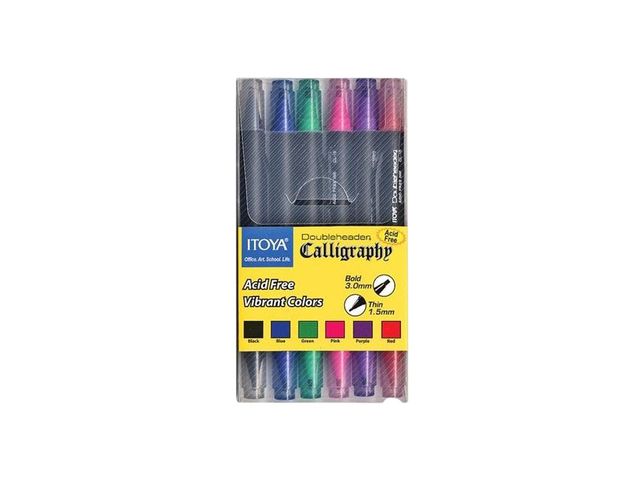 Kalligrafiepen Itoya CL10 1.5 én 3.0mm penpunt set à 6 basis kleuren | ArtSupplyShop.nl