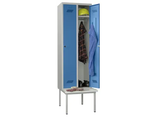 locker met bank,HxBxD 2150x800x500mm,2vak,RAL7035,front RAL5012