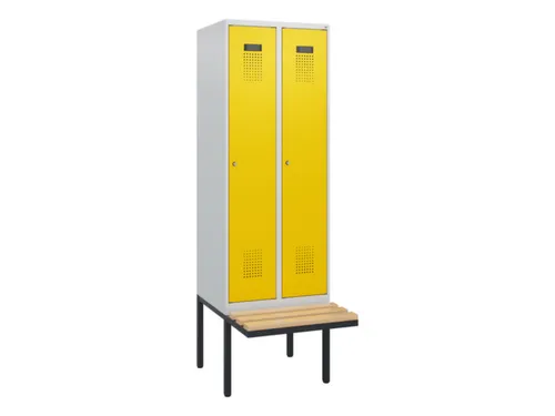 locker met bank,HxBxD 1950x600x815mm,2vak,vak B 300mm,cilinderslot