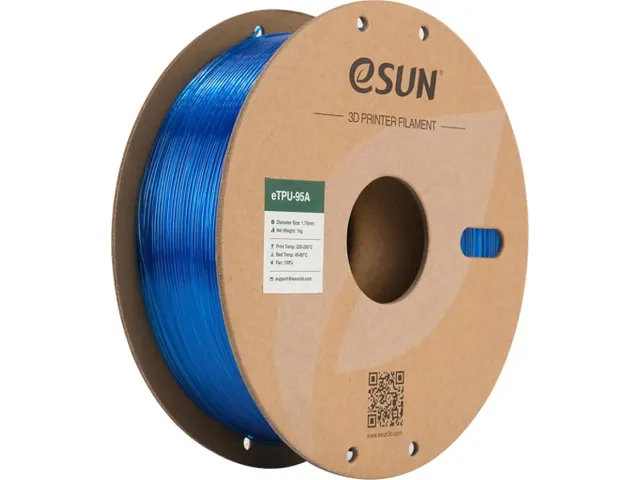 3D Printer Filament eTPU-95A eSun 1,75mm Transparant Blauw 1kg