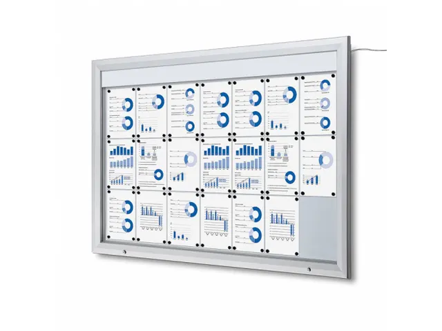 Outdoor mededelingenbord 21x A4 met logopaneel LED verlicht