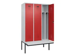 locker met bank,voor scheiding van kleding,HxBxD 2120x1200x815mm,3vak
