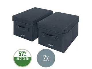 Leitz Stoffen opbergdoos met deksel Grijs 28,5x19x16cm 2 stuks - 3