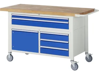 Werkbank Hxbxd 880x1500x700mm Beukenhouten Werkblad 5laden Kast - 1