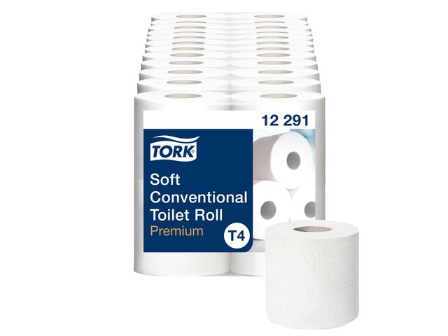 Toiletpapier Tork T4 12291 Premium 2-laags 198 vel 48 rollen wit | ToiletHygieneShop.nl
