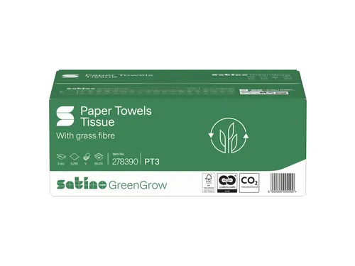 Handdoek Satino PT3 GreenGrow V-vouw 2laags 278390 15x214 vel