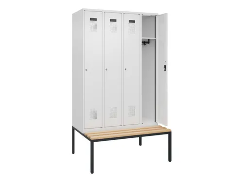 locker met bank,HxBxD 2120x1200x815mm,4vak,vak B 300mm,cilinderslot
