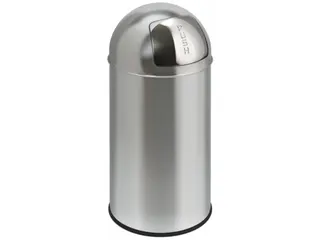 Afvalbak Pushcan 40 liter Mat Chroom - 1