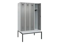 locker met bank,HxBxD 2120x1200x815mm,4vak,vak B 300mm,cilinderslot