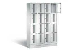 Lockerkast 1800x1190x500mm 4x4 vakken Cilinderslot, Sokkel, RAL7035