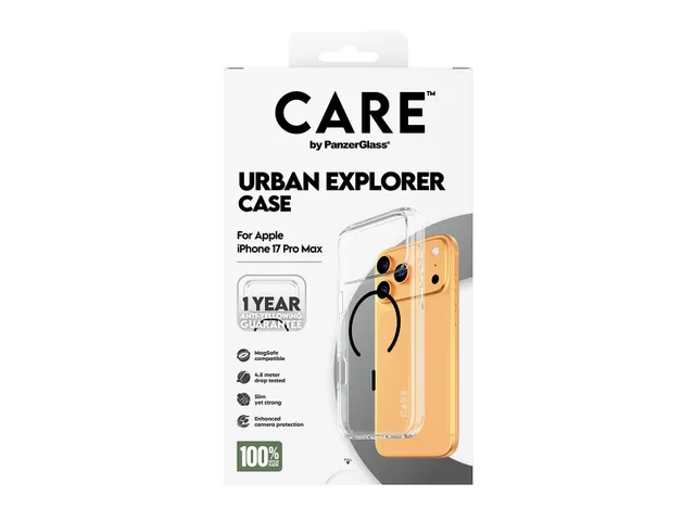 PanzerGlass CARE by Urban Explorer Case Transparent w. Black Mag