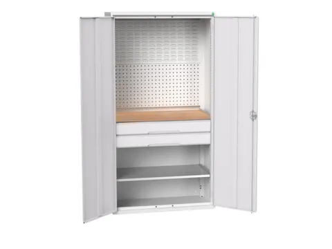 Systeemkast 2000x1050x550mm 1xlegbord 2laden RAL7035