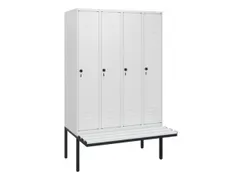 locker met bank,HxBxD 1950x1200x815mm,4vak,vak B 300mm,draaigrendel