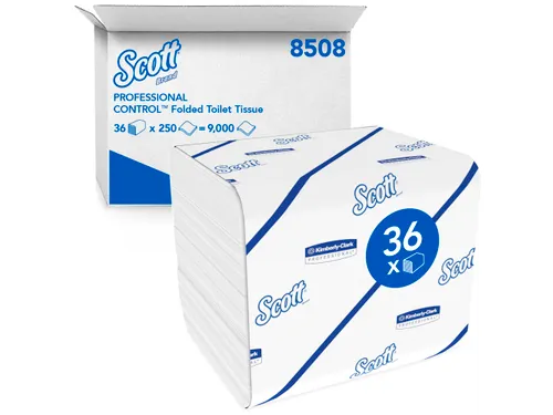 Toiletpapier Scott gevouwen tissue 2-laags 36x250stuks wit 8508