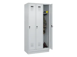 locker,HxBxD 1950x900x500mm,3vak,vak B 300mm,draaigrendel,sokkel - 1