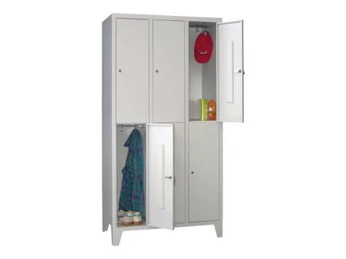 lockerkast,HxBxD 1850x900x500mm,3x2vakken,RAL7035,front RAL7035