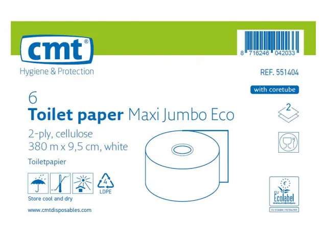 Toiletpapier Maxi Jumbo Eco Cel 2-laags 300m Wit pak 6rol