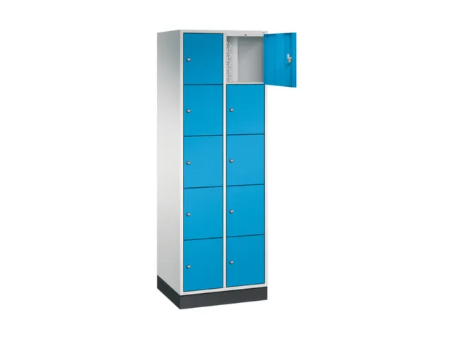 lockerkast,RAL 7035/RAL 5012,HxBxD 1950x620x500mm,2x5vakken,cil.-slot
