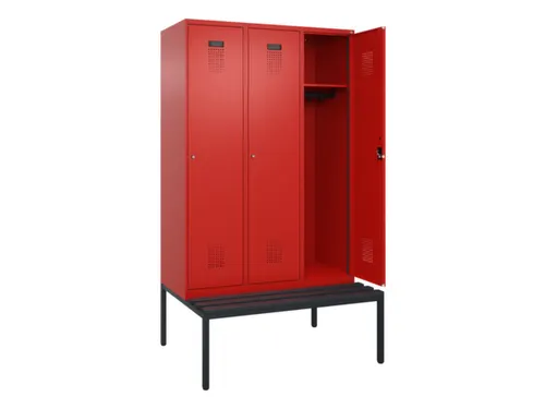 locker met bank,HxBxD 2120x1200x815mm,3vak,vak B 400mm,cilinderslot