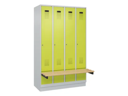 locker met bank,HxBxD 1950x1200x815mm,4vak,vak B 300mm,cilinderslot