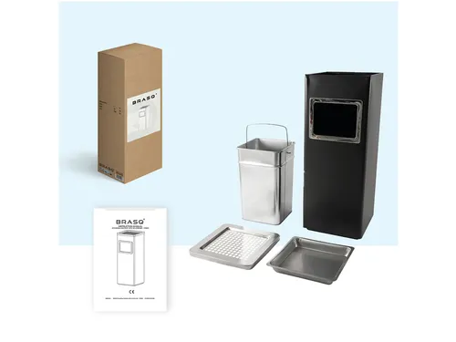 Afvalbak met asbak BRASQ 16 liter AT600 zwart