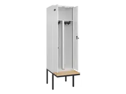 PBM-locker met bank,HxBxD 2120x600x815mm,2vak,vak B 300mm,draaigrendel