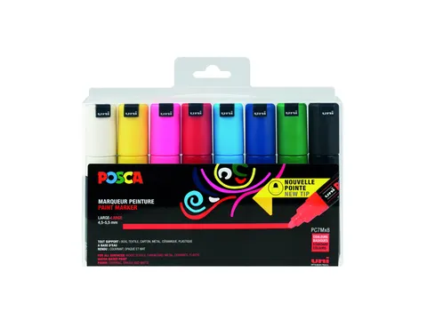 Verfstift Posca PC7M Brede punt 4,5-5,5mm 8 stuks assorti