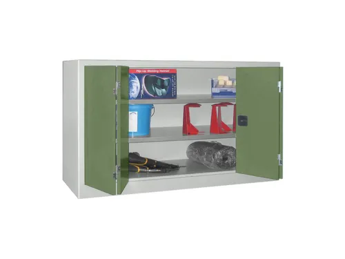 Vouwdeurkast 1000x1500x600mm 2legborden Verzinkt Ral7035 Front Ral6011
