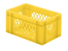 Euronorm-stapelbak 5.5l 145x300x200mm Wanden/bodem Opengewerkt Geel