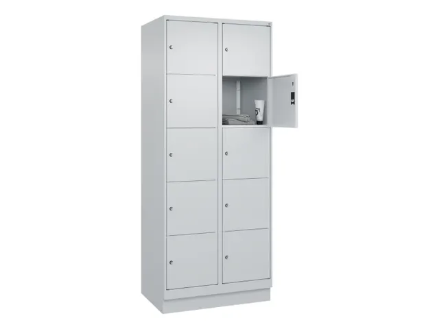 lockerkast,HxBxD 1950x800x500mm,2x5vakken,vak B 400mm,cil.-slot,sokkel