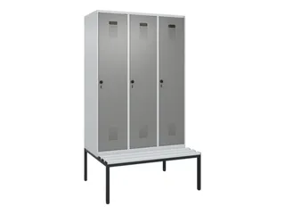 locker met bank,HxBxD 2120x1200x815mm,3vak,vak B 400mm,draaigrendel - 2