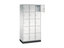 lockerkast,RAL 7035,HxBxD 1950x920x500mm,3x5vakken,cil.-slot,sokkel