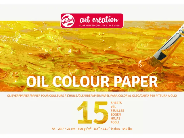 Olieverfpapier Talens Art Creation 15 witte vellen 300gr A4 geel