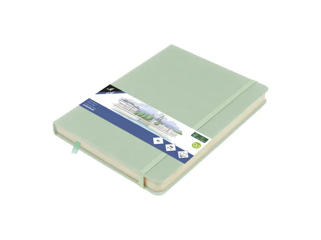 Schetsboek Kangaro A5 mint PU HC 80 blad 140gr roomwit met elastiek en