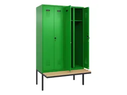 locker met bank,voor scheiding van kleding,HxBxD 2120x1200x815mm,4vak