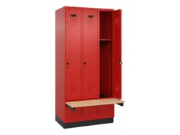 locker met bank,HxBxD 1950x900x815mm,3vak,vak B 300mm,draaigrendel