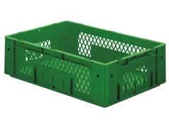 Euronorm Stapelkrat 175x600x400mm 31l Opengewerkt/Bodem Gesl. Groen