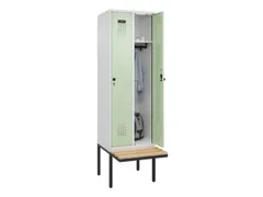 locker met bank,HxBxD 2120x600x815mm,2vak,vak B 300mm,draaigrendel