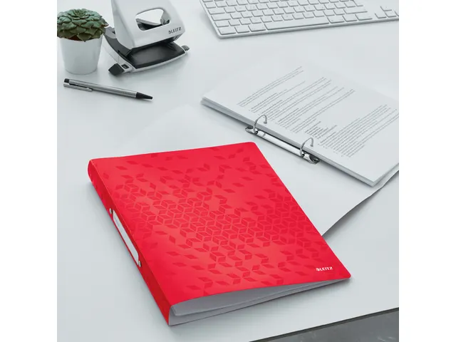 Ringband Leitz WOW A4 2-rings O-mechaniek 25mm PP rood