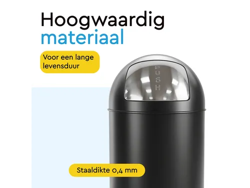 Afvalbak BRASQ Push Bin PB230+ 30 liter zwart