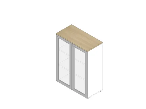 vitrinekast HxBxD 1232x900x450mm 2xhouten vloer 3 OH wit eiken