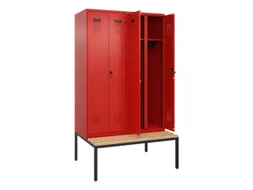 locker met bank,voor scheiding van kleding,HxBxD 2120x1200x815mm,4vak