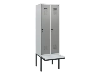 locker met bank,HxBxD 1950x600x815mm,2vak,vak B 300mm,draaigrendel - 2