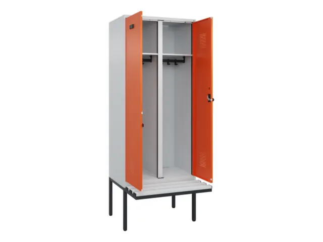 locker met bank,voor scheiding van kleding,HxBxD 2120x800x815mm,2vak